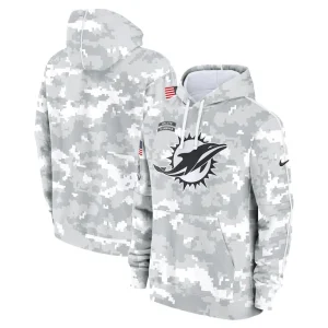 Miami dolphins nike 2024 salute to service club fleece pullover hoodie Arctic camo