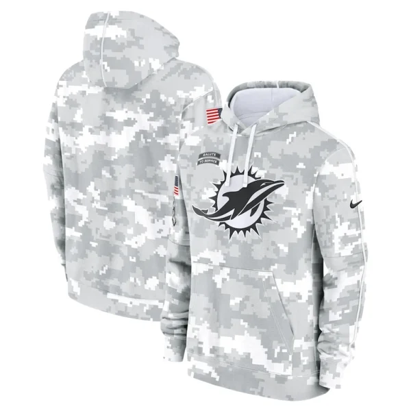 Miami dolphins nike 2024 salute to service club fleece pullover hoodie Arctic camo