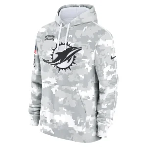 Miami dolphins nike 2024 salute to service club fleece pullover hoodie Arctic camo M