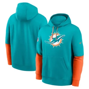 Miami dolphins nike 2024 sideline club pullover hoodie Aqua