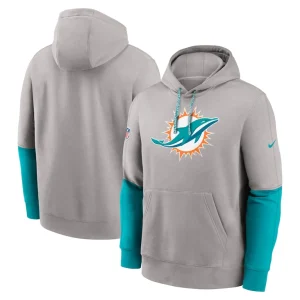 Miami dolphins nike 2024 sideline club pullover hoodie Gray