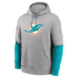 Miami dolphins nike 2024 sideline club pullover hoodie Gray M