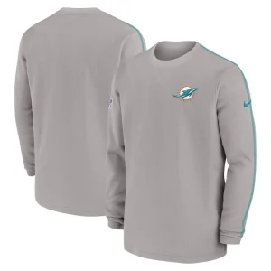 Miami dolphins nike 2024 sideline coaches long sleeve top Gray