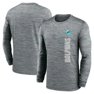 Miami dolphins nike 2024 sideline velocity performance long sleeve t shirt Gray