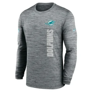 Miami dolphins nike 2024 sideline velocity performance long sleeve t shirt Gray M