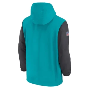 Miami dolphins nike 202425 sideline pre game player 12 zip hoodie jacket Aquaanthracite L