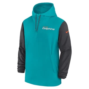 Miami dolphins nike 202425 sideline pre game player 12 zip hoodie jacket Aquaanthracite M