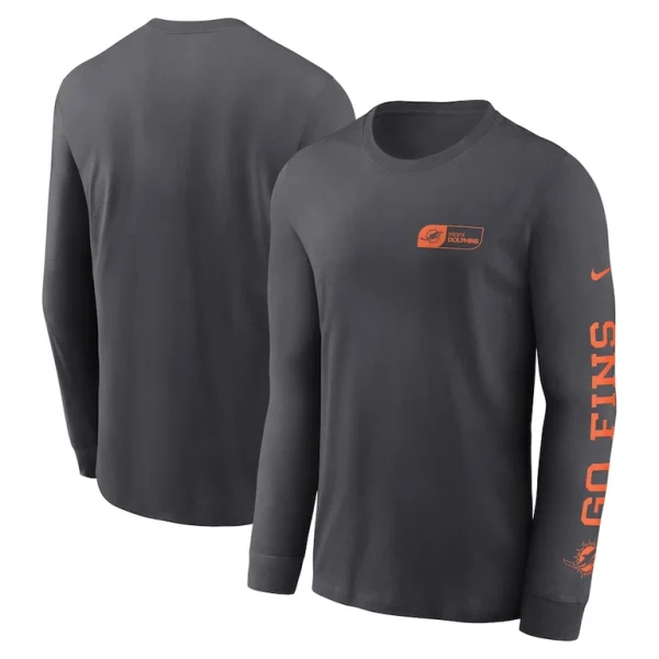 Miami dolphins nike all out long sleeve t shirt anthracite Multi