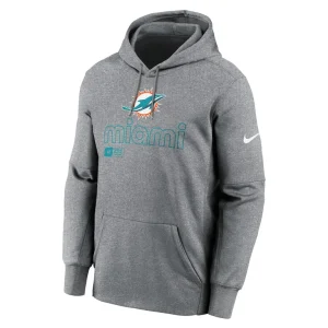 Miami dolphins nike big tall performance pullover hoodie Heather gray 2XT