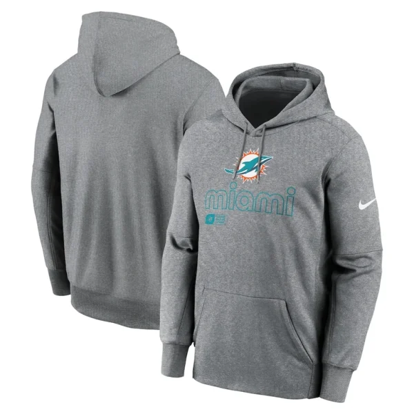 Miami dolphins nike big tall performance pullover hoodie Heather gray