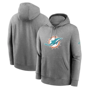 Miami dolphins nike club logo pullover hoodie Heather gray