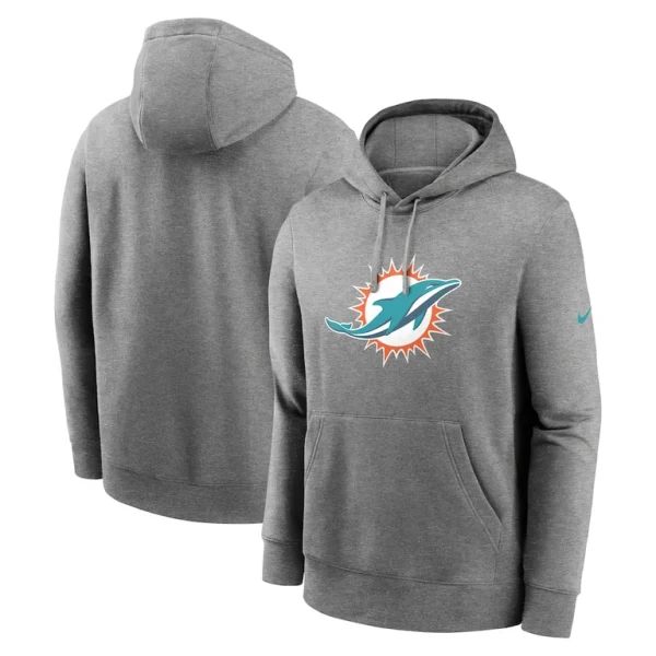 Miami dolphins nike club logo pullover hoodie Heather gray