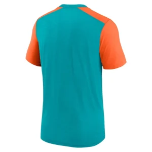 Miami dolphins nike color block team name t shirt Heathered aquaheathered orange L