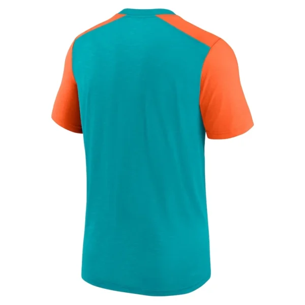 Miami dolphins nike color block team name t shirt Heathered aquaheathered orange L