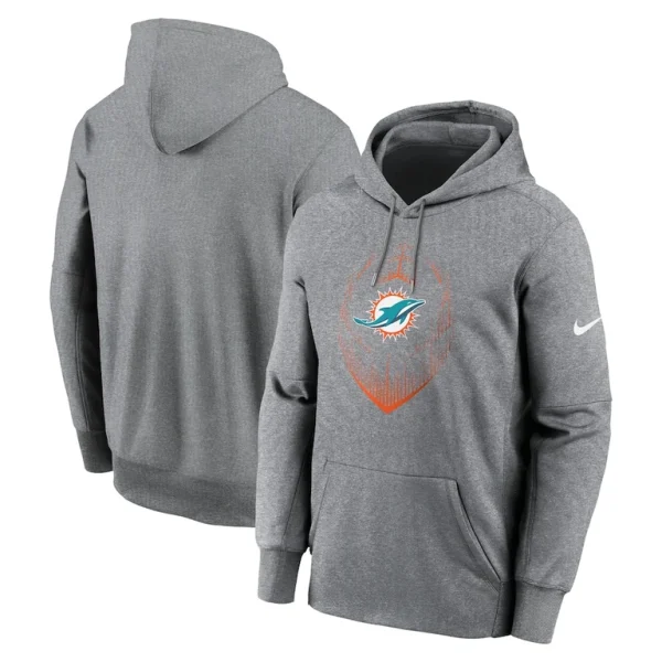 Miami dolphins nike icon performance pullover hoodie Heather gray