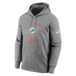 Miami dolphins nike icon performance pullover hoodie Heather gray M