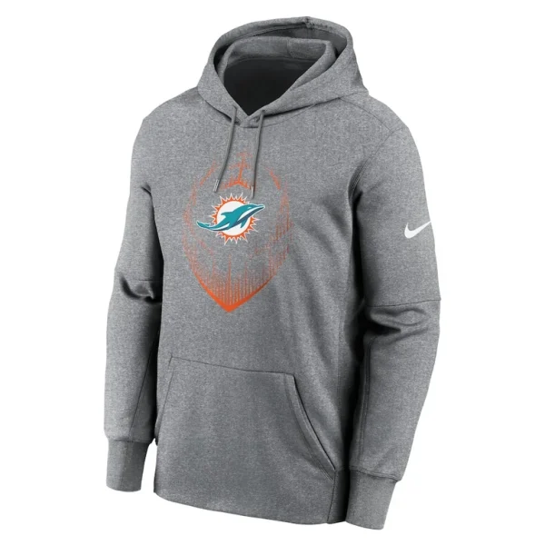 Miami dolphins nike icon performance pullover hoodie Heather gray M