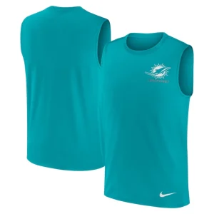 Miami dolphins nike large logo peformance muscle tank top Aqua