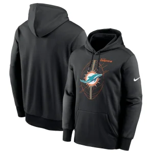 Miami dolphins nike performance fleece pullover hoodie Black