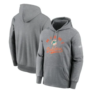 Miami dolphins nike performance fleece pullover hoodie Heather gray