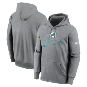 Miami dolphins nike performance pullover hoodie Heather gray