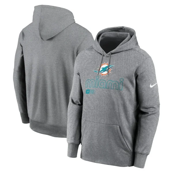 Miami dolphins nike performance pullover hoodie Heather gray
