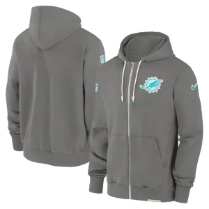 Miami dolphins nike player full zip performance hoodie pewter Multi