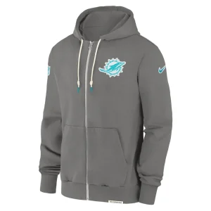 Miami dolphins nike player full zip performance hoodie pewter Multi M