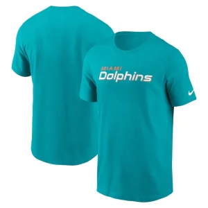Miami dolphins nike primetime wordmark essential t shirt Aqua