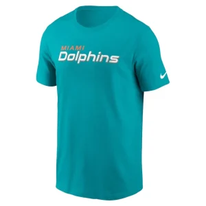 Miami dolphins nike primetime wordmark essential t shirt Aqua M