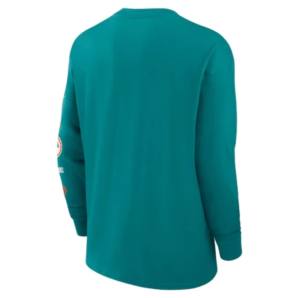 Miami dolphins nike rewind heavy max 90 pocket long sleeve t shirt Aqua L