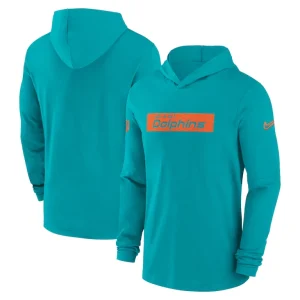 Miami dolphins nike sideline hoodie performance long sleeve t shirt Aqua