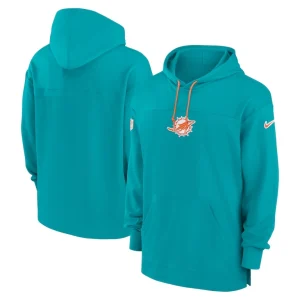 Miami dolphins nike sideline jersey performance pullover hoodie Aqua