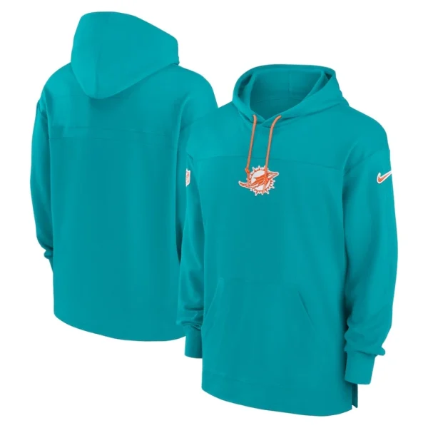 Miami dolphins nike sideline jersey performance pullover hoodie Aqua