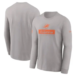 Miami dolphins nike sideline performance long sleeve t shirt Gray
