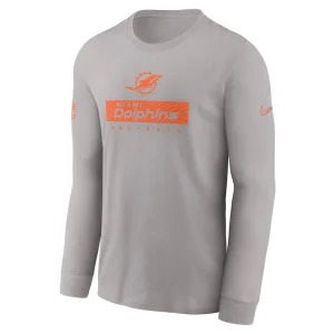 Miami dolphins nike sideline performance long sleeve t shirt Gray M