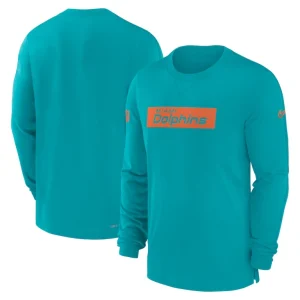 Miami dolphins nike sideline player performance long sleeve t shirt Aqua