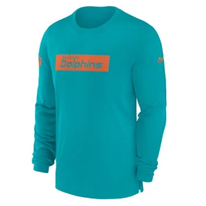 Miami dolphins nike sideline player performance long sleeve t shirt Aqua M