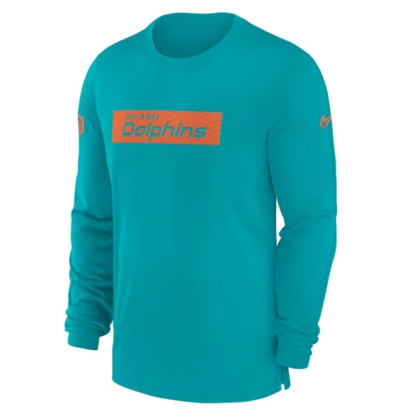 Miami dolphins nike sideline player performance long sleeve t shirt Aqua M