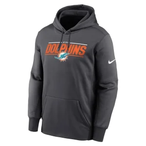 Miami dolphins nike team muscle performance fleece pullover hoodie anthracite Multi M