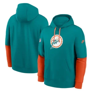 Miami dolphins nike throwback logo club tri blend pullover hoodie Aqua