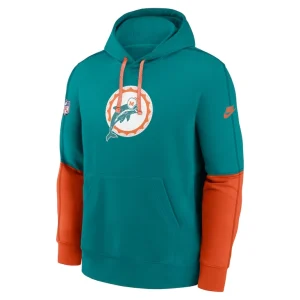 Miami dolphins nike throwback logo club tri blend pullover hoodie Aqua M