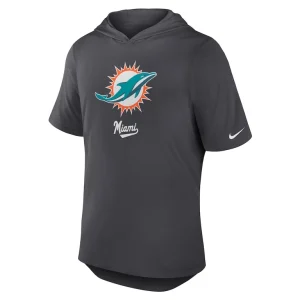 Miami dolphins nike tri blend performance hoodie t shirt anthracite Multi M