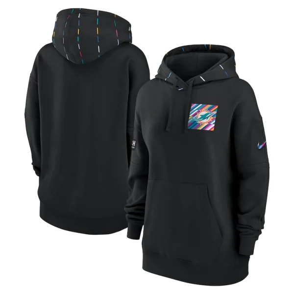 Miami dolphins nike womens 2023 nfl crucial catch club pullover hoodie Black