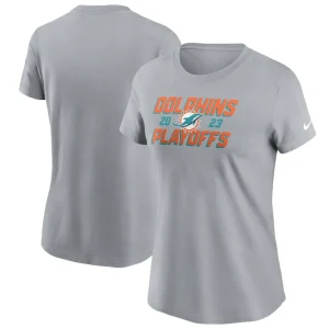 Miami dolphins nike womens 2023 nfl playoffs iconic t shirt Gray