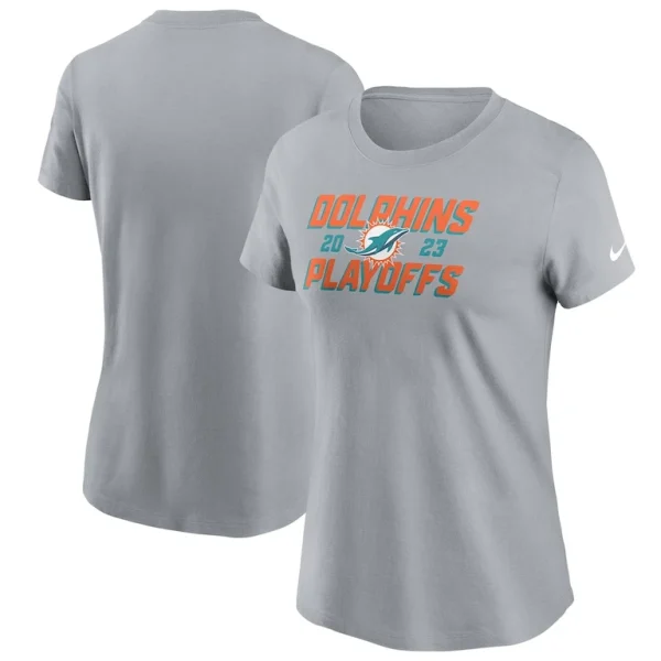 Miami dolphins nike womens 2023 nfl playoffs iconic t shirt Gray