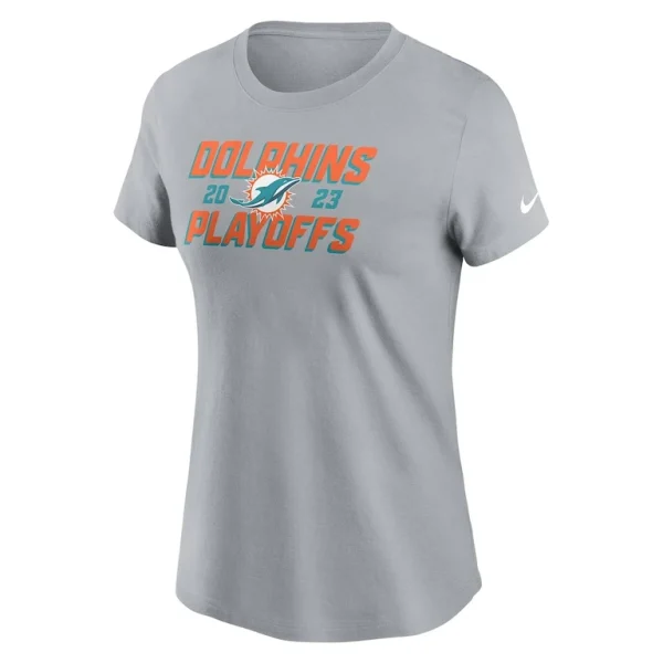Miami dolphins nike womens 2023 nfl playoffs iconic t shirt Gray M