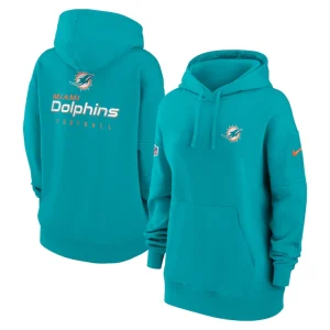 Miami dolphins nike womens 2023 sideline club fleece pullover hoodie Aqua