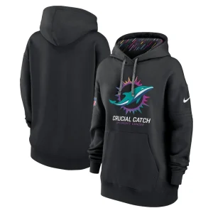 Miami dolphins nike womens 2024 nfl crucial catch club pullover hoodie Black