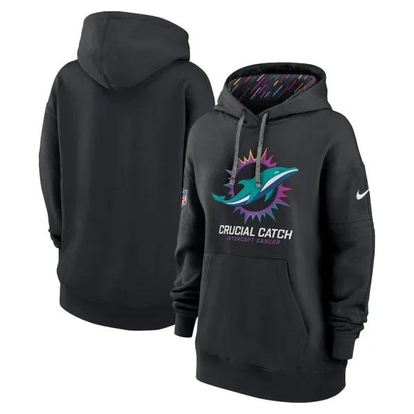 Miami dolphins nike womens 2024 nfl crucial catch club pullover hoodie Black